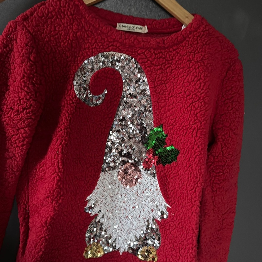 Holiday gnome Sherpa top